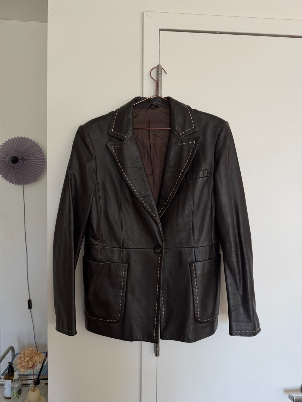 Vintage Black Leather Blazer Jacket